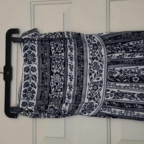 Tube jumpsuit, elastic side,rayon jersey floral stripe print,  pullon. - Picture 3 of 3